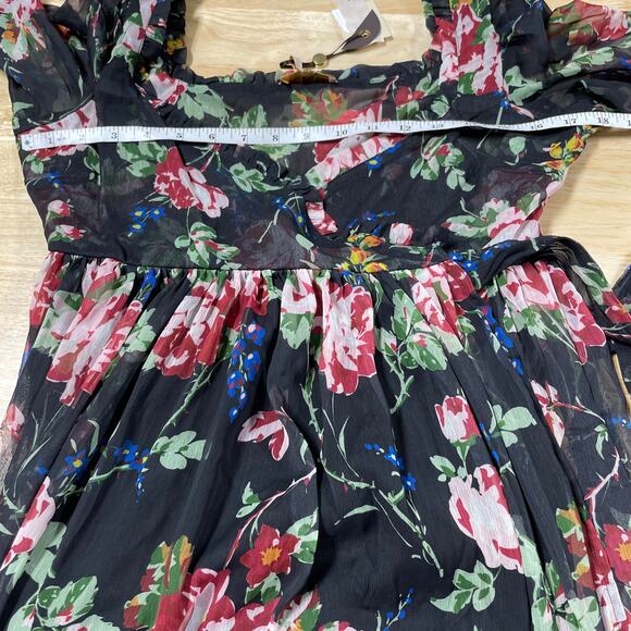 byTiMo NWT Rose Field Wrap Dress Midi Floral Size S Ruffle Trim Long Sleeves - Picture 7 of 12